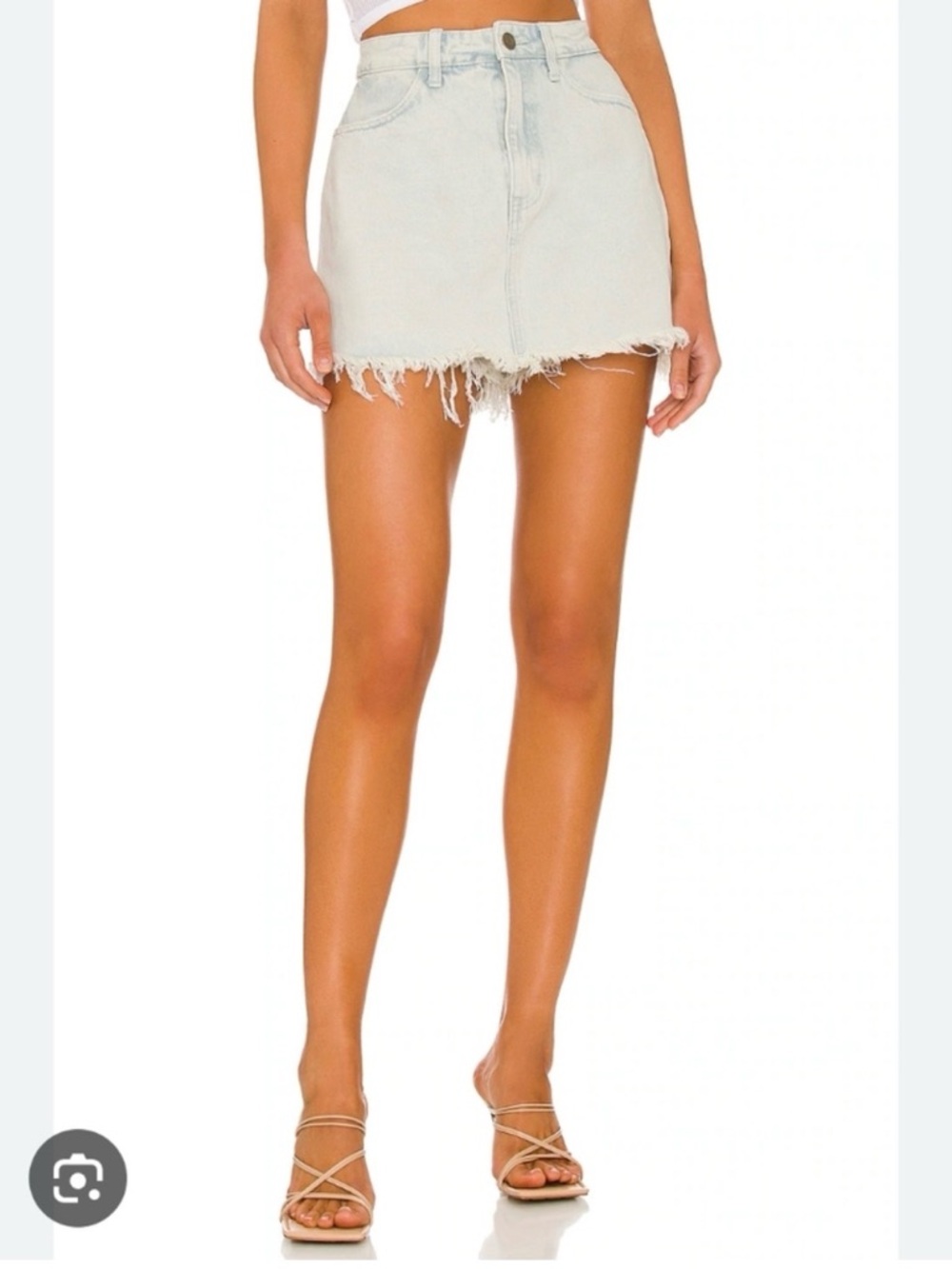 Show Me Your MuMu Light Blue Frayed Denim Skort